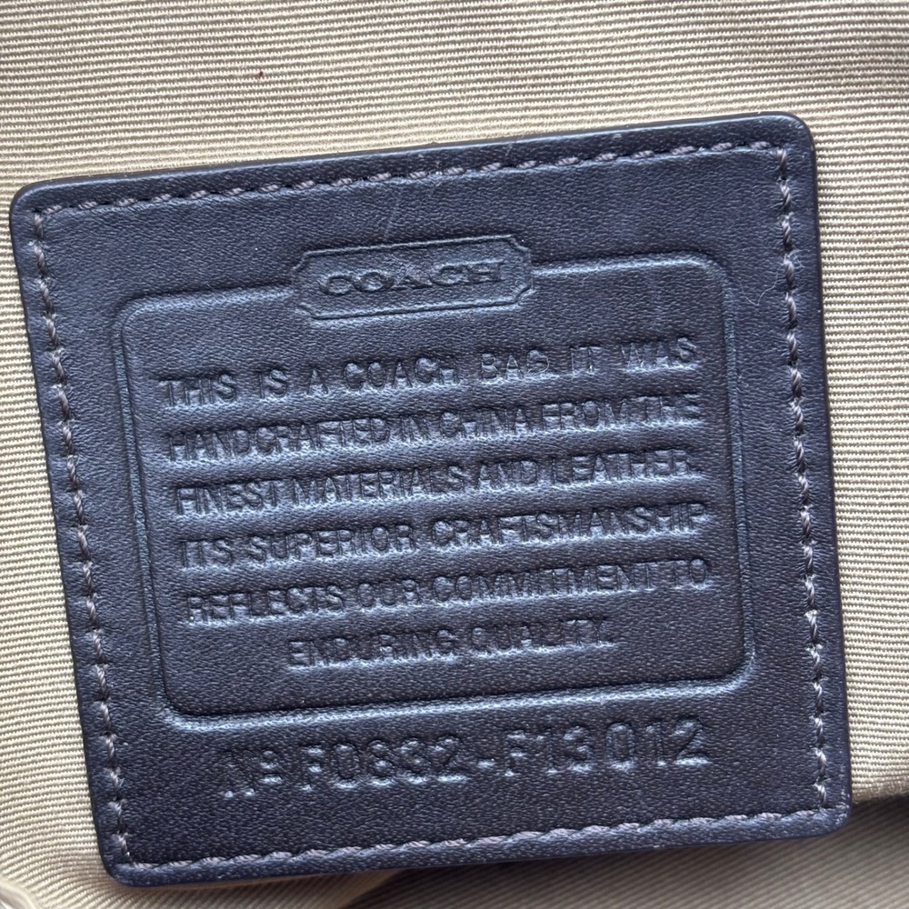 COACH Authentic Y2K Brown Leather Canvas Slouchy Crossbody East West Bag F13012 - Picture 7 of 8